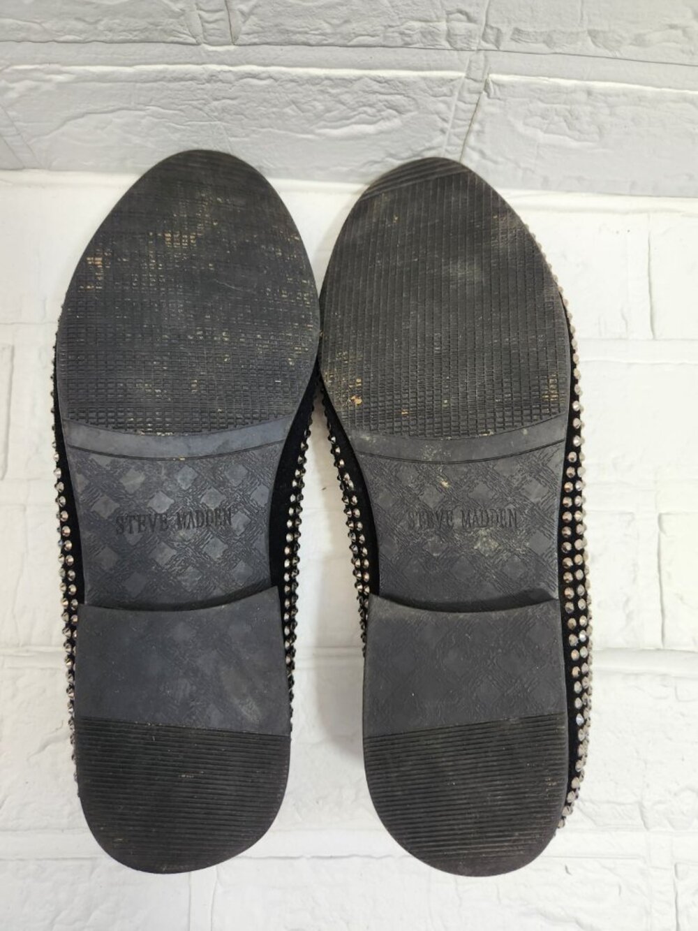 Steve Madden Caviar Loafer Shoes Men Size 8.5 Black Rhinestone Slip On Leather - Picture 7 of 9